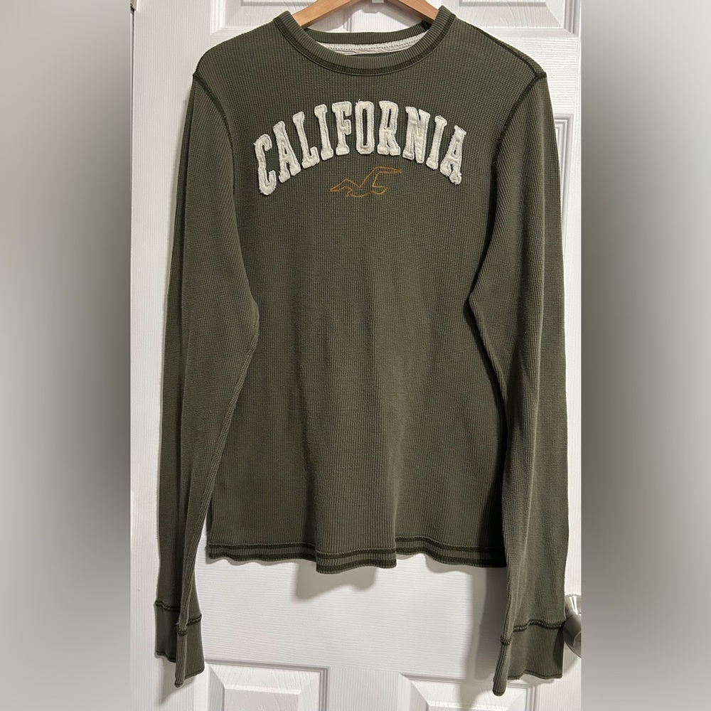 Hollister Men's  long sleeve thermal Shirt Olive Green Size XL